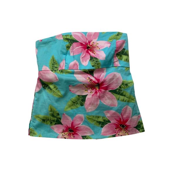 Y2k Charlotte Russe Tropical Floral Print Tube Top - Picture 1 of 3